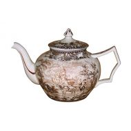 Schooner Bay Co. Madison Bay Co. 10 1/2 Carolina Brown/White Transferware Porcelain Teapot - Antique Reproduction