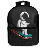 Schoousy School Backpack Astronaut Rides On Skateboard Travel Bags Bookbag For Kids