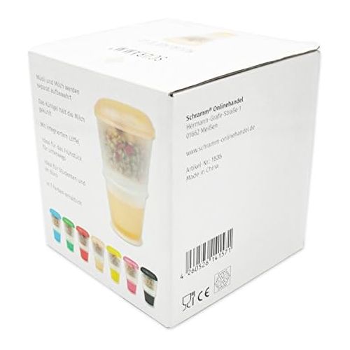  [아마존베스트]Schramm Muesli-to-Go Mug, Yoghurt Cup, 7 Colours Muesli Cup With Integrated Cooling Compartment and Spoon, Muesli / Yoghurt Container For On The Go