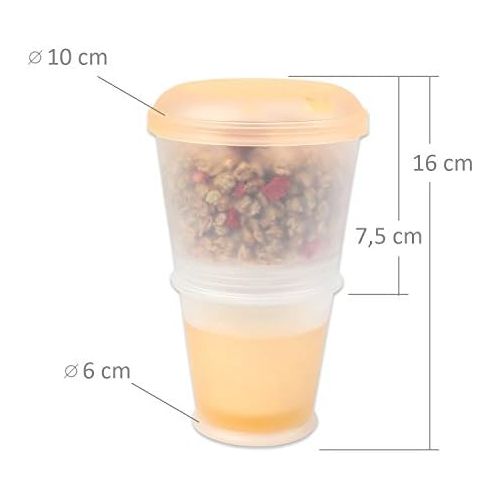  [아마존베스트]Schramm Muesli-to-Go Mug, Yoghurt Cup, 7 Colours Muesli Cup With Integrated Cooling Compartment and Spoon, Muesli / Yoghurt Container For On The Go