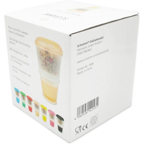  [아마존베스트]Schramm Muesli-to-Go Mug, Yoghurt Cup, 7 Colours Muesli Cup With Integrated Cooling Compartment and Spoon, Muesli / Yoghurt Container For On The Go