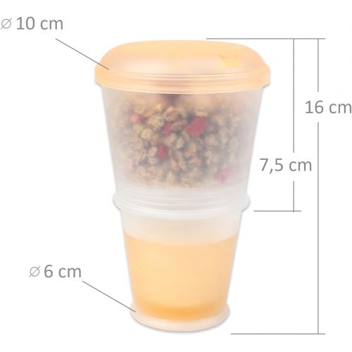  [아마존베스트]Schramm Muesli-to-Go Mug, Yoghurt Cup, 7 Colours Muesli Cup With Integrated Cooling Compartment and Spoon, Muesli / Yoghurt Container For On The Go