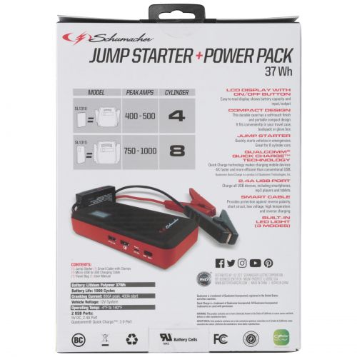  Schumacher 800-Amp Li-Ion Jump Starter with USB Ports and LCD Display