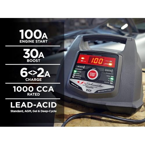  Schumacher SC1281 6/12V Fully Automatic Battery Charger and 30/100A Engine Starter with Advanced Diagnostic Testing