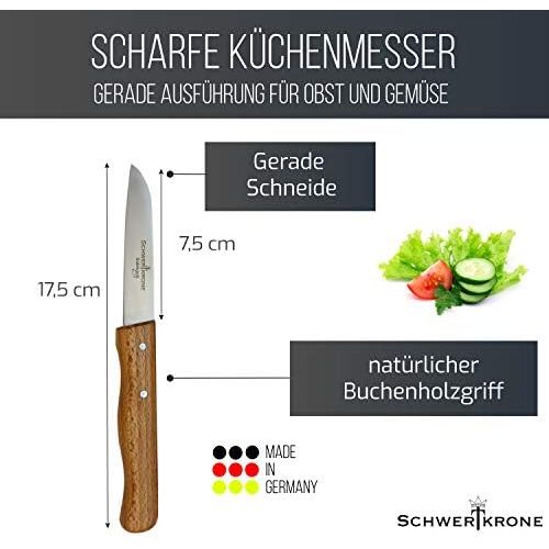  Solingen Schalmesser Holz Set Buche Gemuesemesser scharf Kuechenmesser Allzweckmesser/Germany rostfrei 3 / Handabzug - Duennschliff - superscharf - spuelmaschinengeeignet (2, 2,5 / 3 g