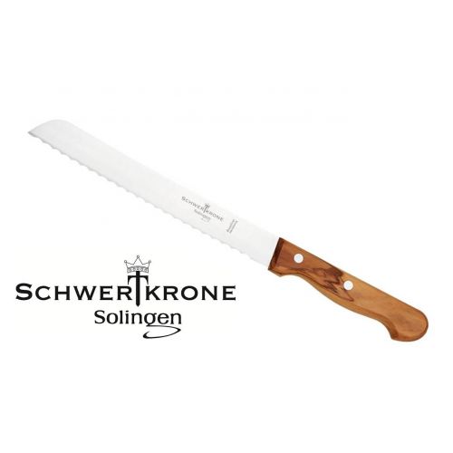  Schwertkrone Brotmesser Wellenschliff Olivenholz aus Solingen Klingenlange 20 cm 8 rostfrei/Brotsage…