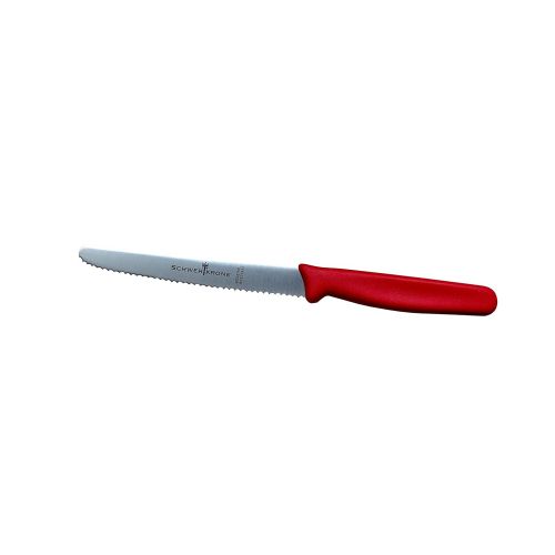  Schwertkrone Broetchenmesser Gemuesemesser Spuelmaschinenfest/Fruehstuecksmesser/Tomatenmesser / 6er Set Messer rostfrei gezahnt Welle (rot)