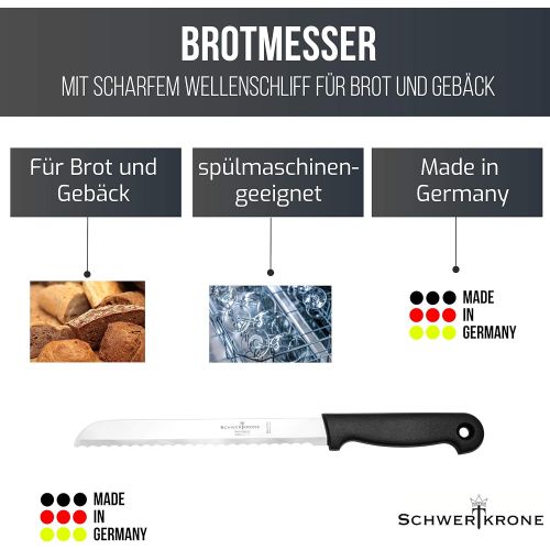  [아마존베스트]Schwertkrone Basic Solingen bread knife - serrated edge with light plastic handle, stainless steel, rust-proof