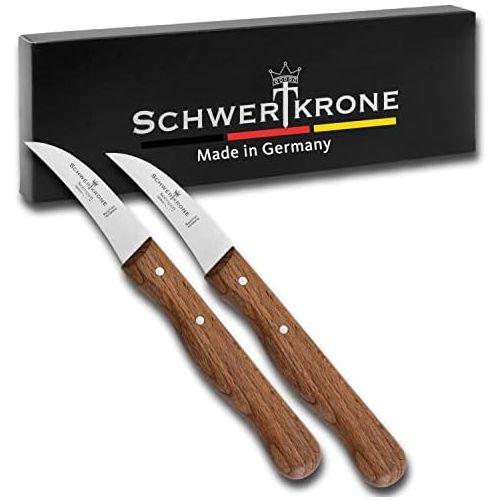  [아마존베스트]Schwertkrone Set of 2 Curved Birdbeak Vegetable Knives with Beech Wood Handle Rustproof