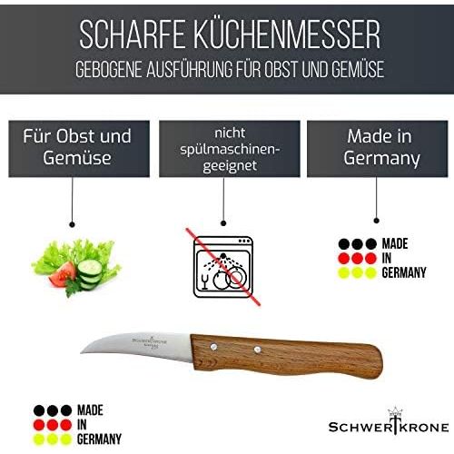  [아마존베스트]Schwertkrone Set of 2 Curved Birdbeak Vegetable Knives with Beech Wood Handle Rustproof