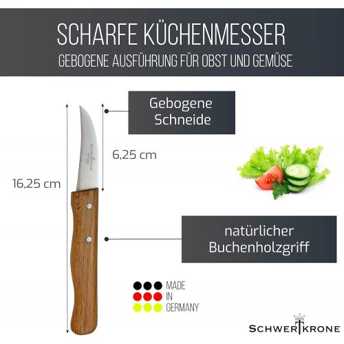  [아마존베스트]Schwertkrone Set of 2 Curved Birdbeak Vegetable Knives with Beech Wood Handle Rustproof