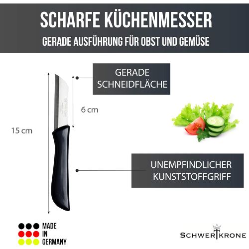  [아마존베스트]Schwertkrone Set of 6 Vegetable Knives Sharp/Kitchen Knives/Paring Knives/Small Fruit Knives/Fish Knives Elegance Series Red/Grey/White Solingen Germany