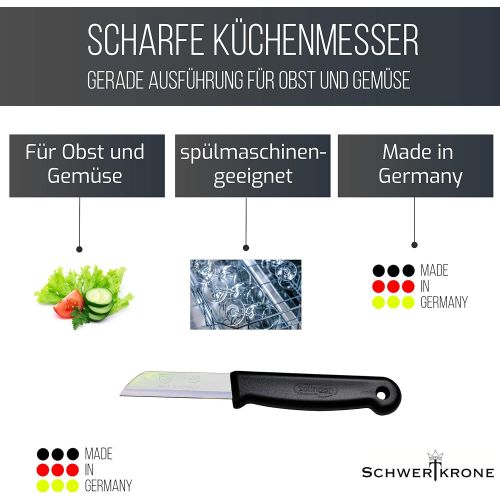  [아마존베스트]Schwertkrone Solingen Paring Knife Set - 10 Fruit & Vegetable Knives, Band Steel, Rustproof, Black