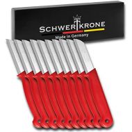 [아마존베스트]Schwertkrone Set of 10 Vegetable Knife Kitchen Knife Paring Knife Made of Band Steel  Germany Rustproof 16 cm Total Length  6 cm Blade (Red)