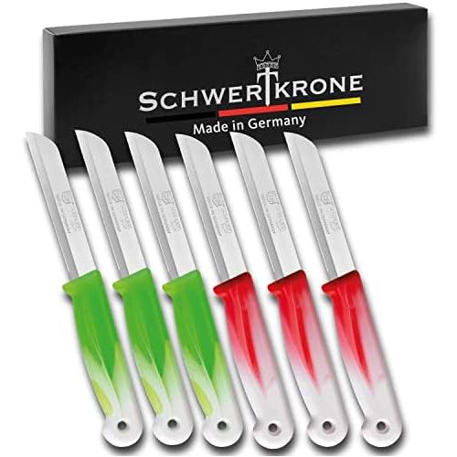  [아마존베스트]Schwertkrone 6 Kitchen Knives Serrated Edge Knife Set Solingen Vegetable Knife Sharp Serrated / Wave / Paring Knife Fruit Knife Utility Knife Band Steel 8.5 cm Blade