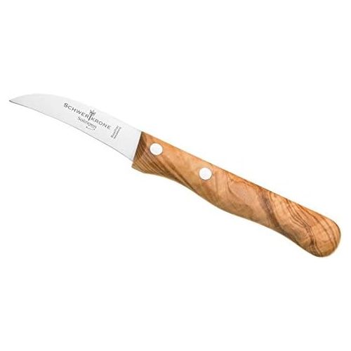 [아마존베스트]Schwertkrone Fuchs Knife Solingen Germany Fruit Knife / Vegetable Knife Sharp/Paring Knife Wood Olive 15.5 cm Curved Rustproof Bird Beak (1)