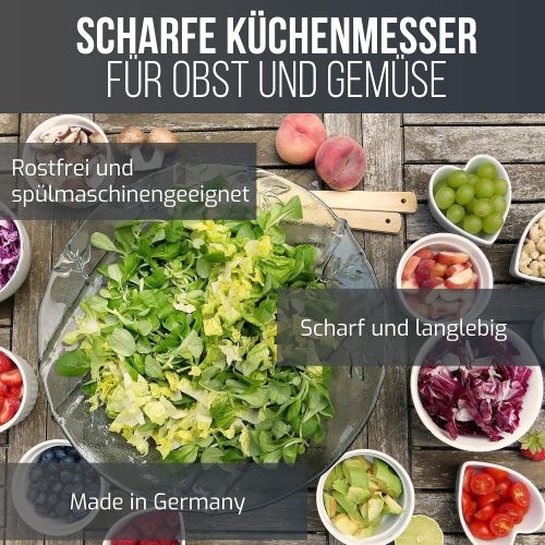  [아마존베스트]Schwertkrone Set of Straight or Curved Sharp Kitchen Knives / Vegetable Knives / Peeling Knives / All Purpose Knives, 7.5 cm German Stainless Steel Blades with Moulded Handles, Thi