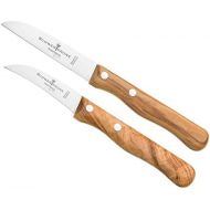 [아마존베스트]Schwertkrone Solingen Germany Paring Knife Set / Fruit Knife / Vegetable Knife / Paring Knife / Wooden Handle Olive Wood 15.5 cm Curved / 17.5 cm Rustproof Bird Spout / Straight