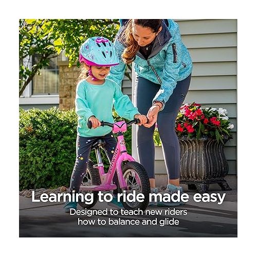 Schwinn Toddler Balance and Skip 2 Bike, Boys and Girls, Fits Kids 28 to 38-Inches Tall, Beginner Rider Training, 12-Inch Wheels, Foot-to-Floor Frame Design