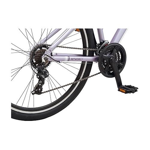  Schwinn Network Hybrid Bike, Men and Women, 700c Wheels, 15-18-Inch Adult Frame, Front Suspension Alloy Linear Brakes