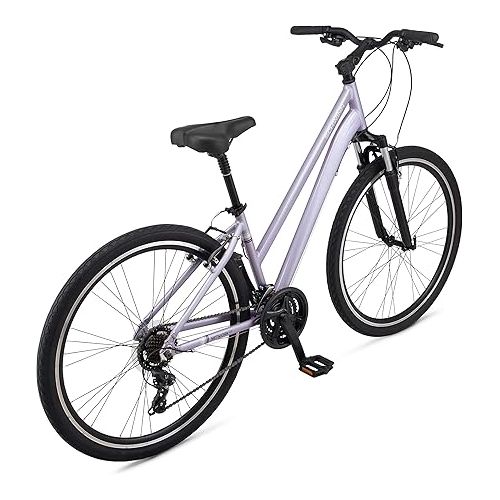  Schwinn Network Hybrid Bike, Men and Women, 700c Wheels, 15-18-Inch Adult Frame, Front Suspension Alloy Linear Brakes