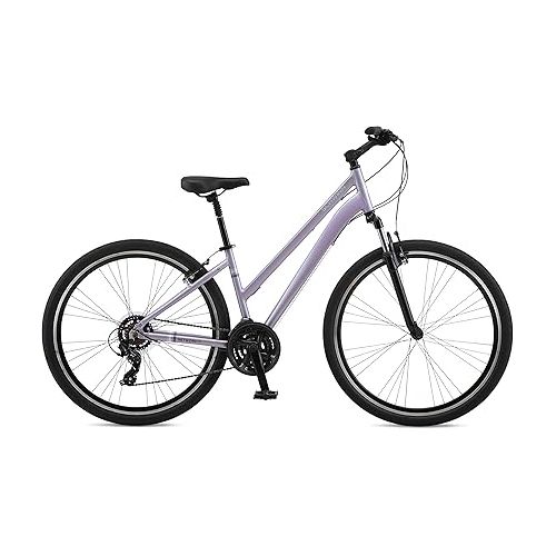  Schwinn Network Hybrid Bike, Men and Women, 700c Wheels, 15-18-Inch Adult Frame, Front Suspension Alloy Linear Brakes