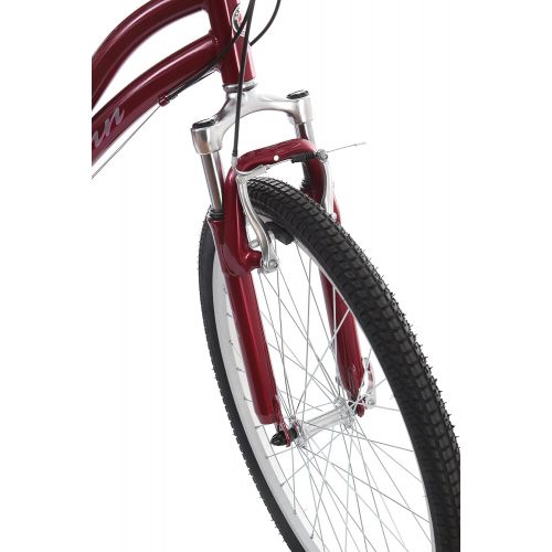  Schwinn Suburban Deluxe Womens Comfort Bicycle 26 Wheel Bicycle, Red, 16/Small Frame Size