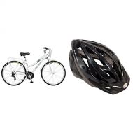Schwinn Discover Womens Hybrid Bike (700C Wheels), White, 28 with Schwinn Thrasher Adult Micro Bicycle black/grey Helmet Adult