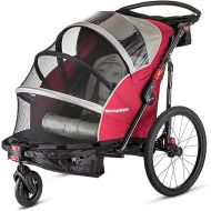 Schwinn Kids Bike Trailer and Stroller, Seats 2 Riders, Carrier Canopy for Sun Protection and Weather Blocking, Foldable and Compact for Easy Storage, Flag Included