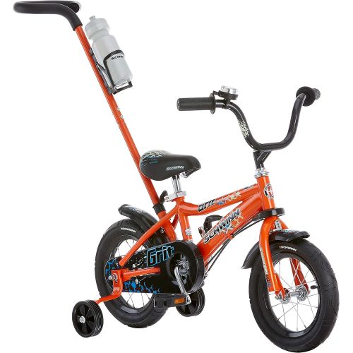  [아마존베스트]Schwinn Petunia and Grit Steerable Kids Bikes, Featuring Push Handle for Easy Steering, Training Wheels, Enclosed Chain Guard, Quick-Adjust Seat, and 12-Inch Wheels, in Pink/White