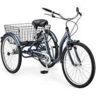 Schwinn Meridian Adult Tricycle, 24 or 26-Inch Wheel Options, Low Step-Through Aluminum Frame, Cargo Basket, Multiple Colors
