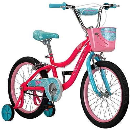  Schwinn Elm Girls Bike for Toddlers and Kids, 12, 14, 16, 18, 20 inch wheels for Ages 2 Years and Up, Pink, Purple or Teal, Balance or Training Wheels, Adjustable Seat