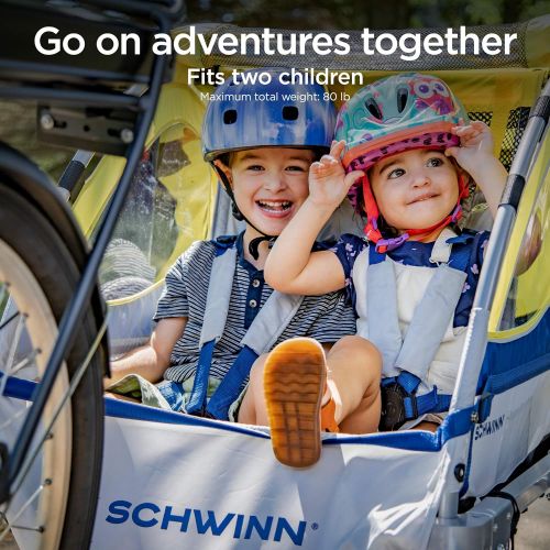  Schwinn Joyrider, Echo, and Trailblazer Bike Trailer for Toddlers, Kids, Single and Double Baby Carrier, 2-in-1 Canopy, Universal Coupler, 16-20-inch Wheels