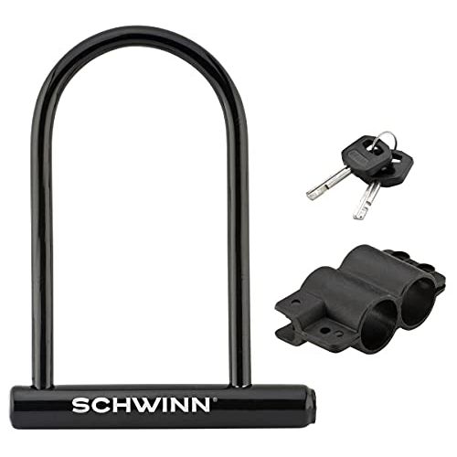  Schwinn Anti Theft Bike Lock, Security Level 4, U-Lock, Keys, Black