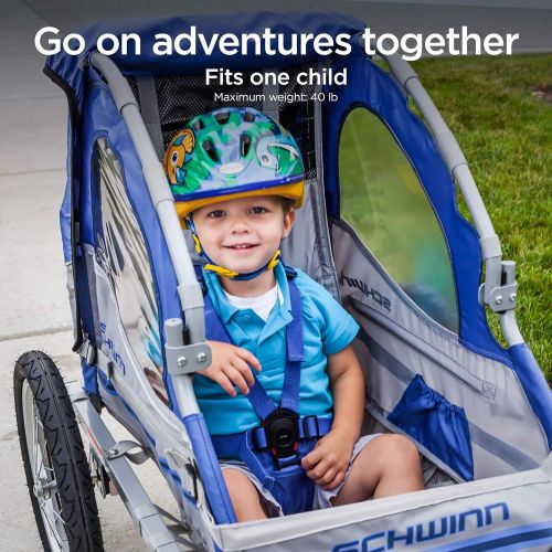  Schwinn Echo, and Trailblazer Child Bike Trailer, Single and Double Baby Carrier, Canopy, 16-20-inch Wheels