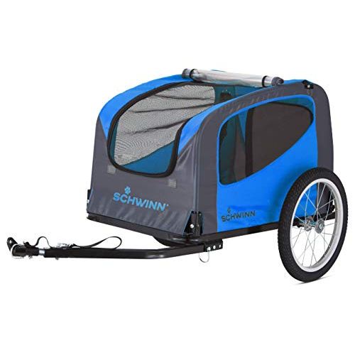  Schwinn Rascal Bike Pet Trailer, For Small and Large Dogs, Folding Frame Carrier, Quick Release Wheels, Universal Bicycle Coupler, Adjustable