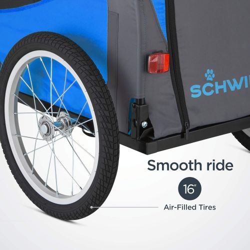  Schwinn Rascal Bike Pet Trailer, For Small and Large Dogs, Folding Frame Carrier, Quick Release Wheels, Universal Bicycle Coupler, Adjustable