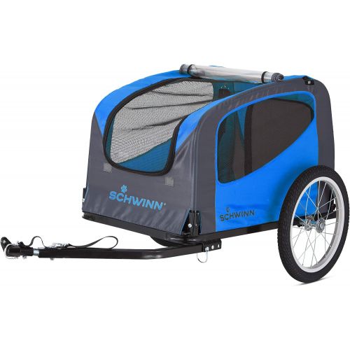  Schwinn Rascal Bike Pet Trailer, For Small and Large Dogs, Folding Frame Carrier, Quick Release Wheels, Universal Bicycle Coupler, Adjustable