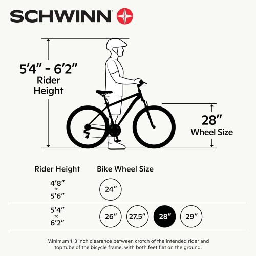 Schwinn Discover Hybrid Bike for Men and Women, 21-Speed, 28-Inch Wheels, Multiple Colors