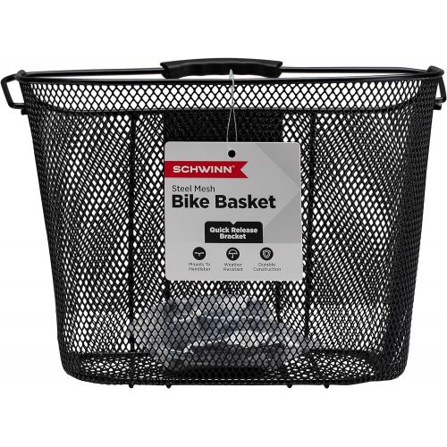  Schwinn Wire Basket for Bikes with Quick Release, Black , Medium