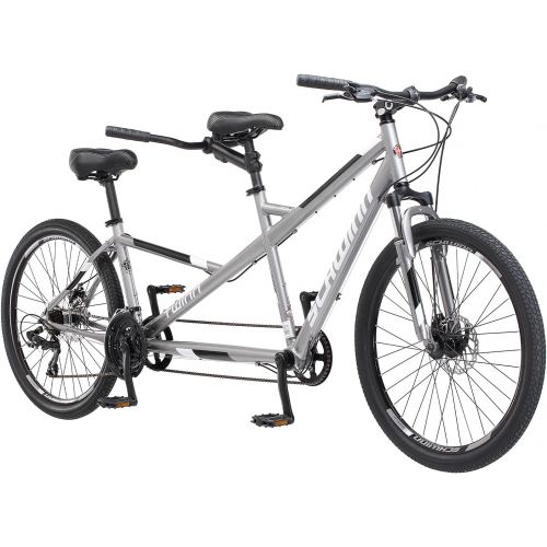  Schwinn Twinn Adult Tandem Bicycle, Low Step-Through, 26-Inch Wheels, Medium Frame, Grey