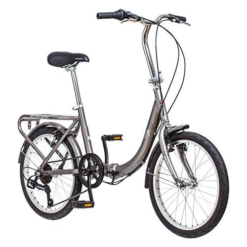  Schwinn Loop Adult Folding Bike, 20-inch Wheels, 7-Speed Drivetrain, Rear Carry Rack, Carrying Bag, Multiple Colors