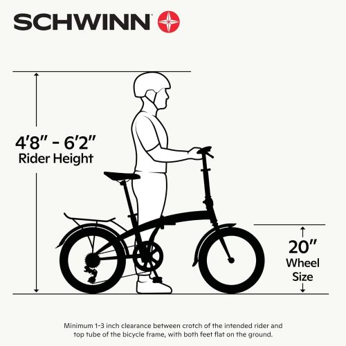  [아마존베스트]Schwinn Loop Adult Folding Bike, 20-inch Wheels, 7-Speed Drivetrain, Rear Carry Rack, Carrying Bag, Multiple Colors