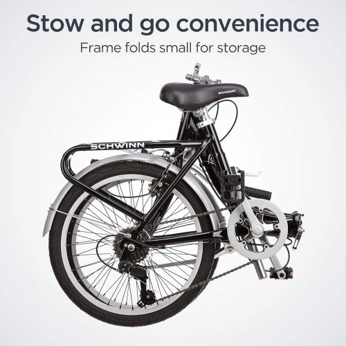 [아마존베스트]Schwinn Loop Adult Folding Bike, 20-inch Wheels, 7-Speed Drivetrain, Rear Carry Rack, Carrying Bag, Multiple Colors