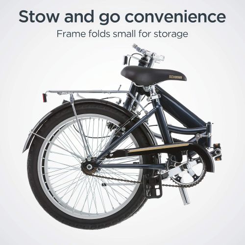  Schwinn Hinge Adult Folding Bike, 20-inch Wheels, Rear Carry Rack, Carrying Bag, Multiple Colors