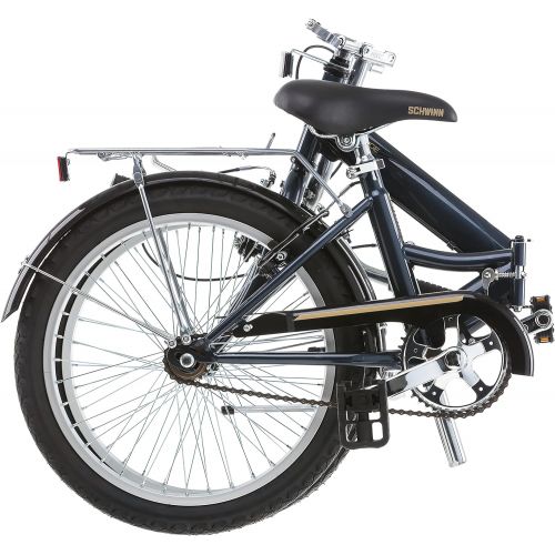  Schwinn Hinge Adult Folding Bike, 20-inch Wheels, Rear Carry Rack, Carrying Bag, Multiple Colors