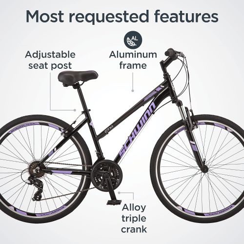  Schwinn GTX Comfort Adult Hybrid Bike, Dual Sport Bicycle, Lightweight Aluminum Frame, Multiple Colors