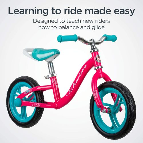  Schwinn Elm Girls Bike for Toddlers and Kids, 12-Inch Balance Bike, Pink