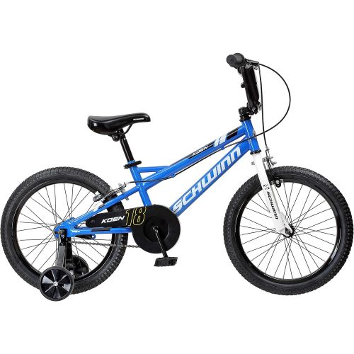  Schwinn Koen & Elm Toddler and Kids Bike, 18-Inch Wheels, Training Wheels Included, Blue