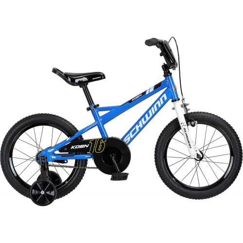  Schwinn Koen & Elm Toddler and Kids Bike, 16-Inch Wheels, Training Wheels Included, Blue